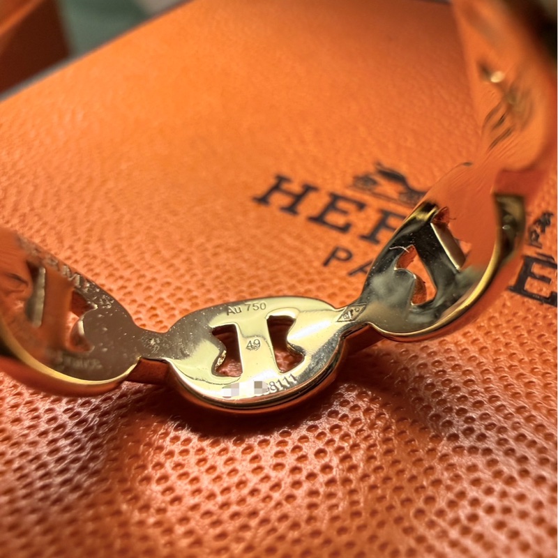 Hermes✨ Chaine d'ancre Enchainee 豬鼻戒指 玫瑰金 #49-13