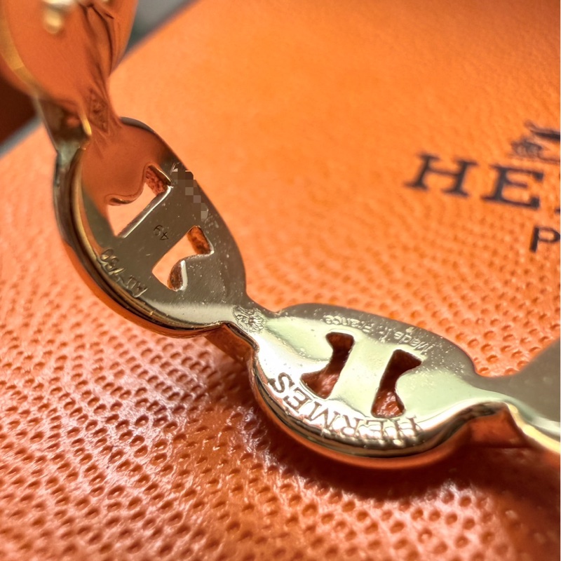 Hermes✨ Chaine d'ancre Enchainee 豬鼻戒指 玫瑰金 #49-15