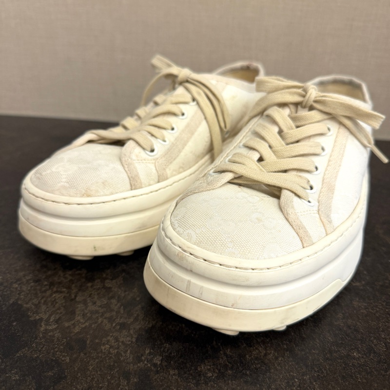 gucci米色滿版logo帆布鞋-7