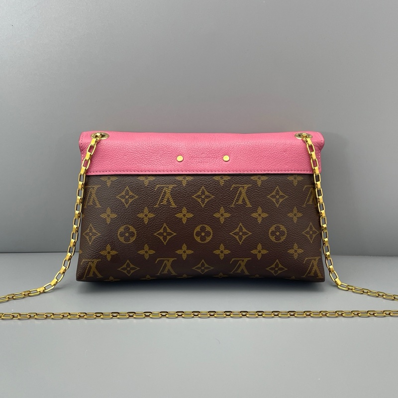✨路易威登/Louis Vuitton 传奇链条包老花拼玫红色翻蓋斜挎包尺寸：27*18*5cm-1