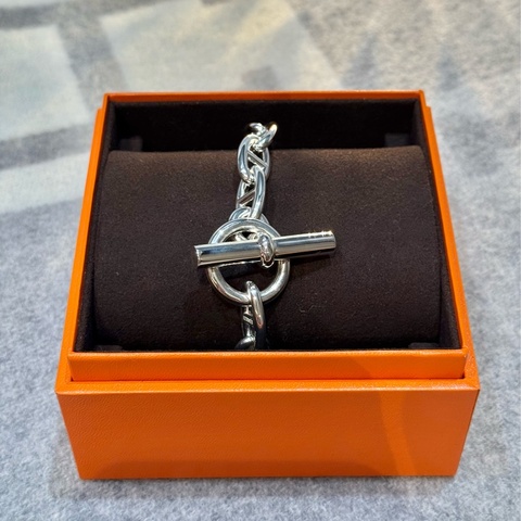 Hermès Chaine d’Ancre GM 16 銀手鍊（豬鼻子）