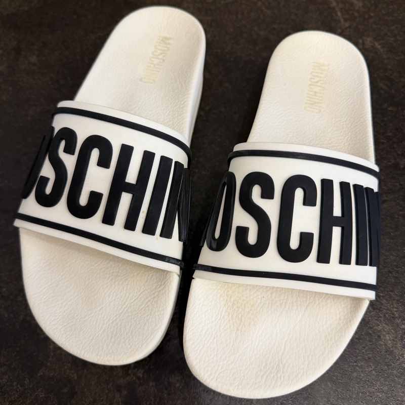 MOSCHINO白色厚底拖鞋-0