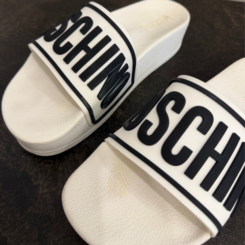 MOSCHINO白色厚底拖鞋-1