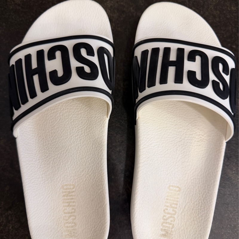 MOSCHINO白色厚底拖鞋-4