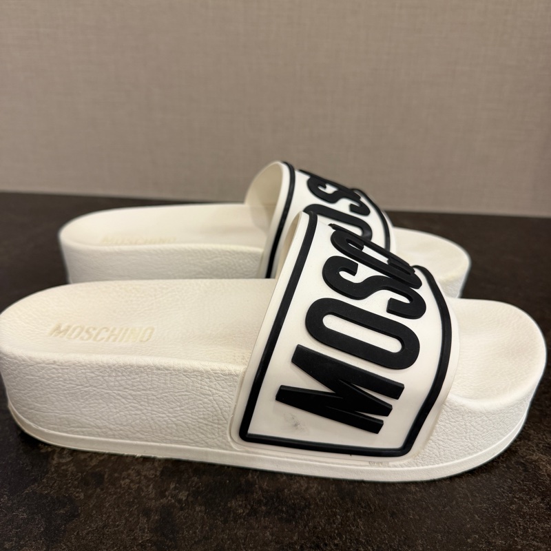 MOSCHINO白色厚底拖鞋-9