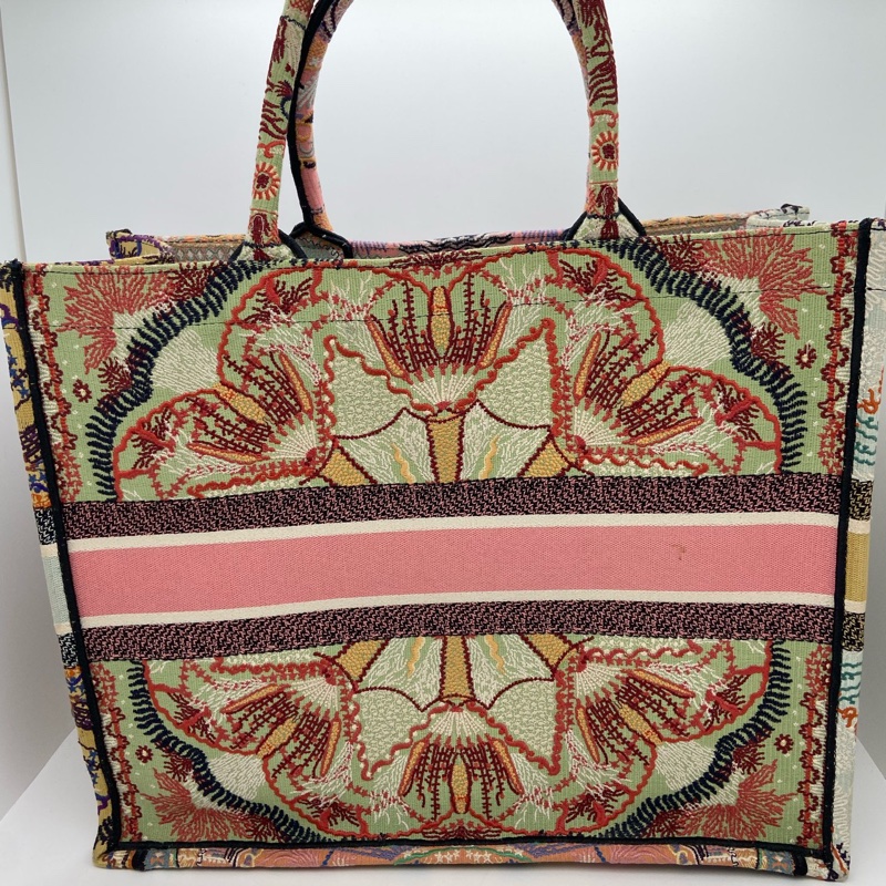 Dior迪奧大號Book Tote手袋限量彩燈萬花筒刺繡托特包手提包-1