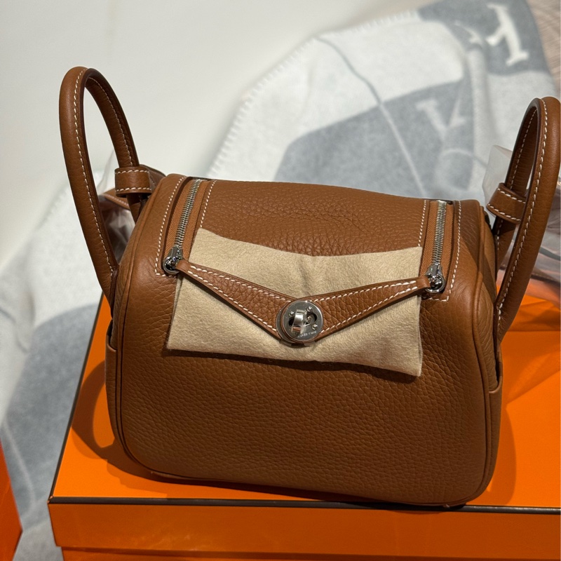 Hermès Mini Lindy 20 金棕銀扣 Gold PHW G刻 全新未使用-0