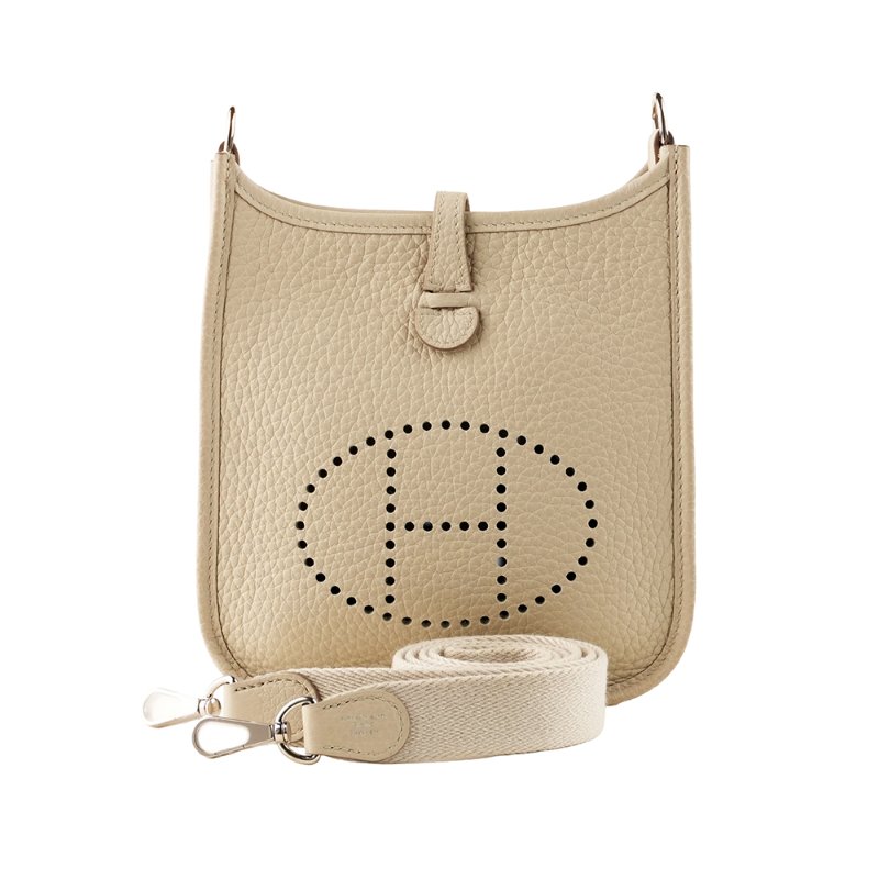 KÉSH 凱仕國際精品【高級奶茶色、日常百搭首選】HERMÈS Evelyne Mini TPM 愛馬仕奶茶色銀釦依芙琳斜背包|B 刻 2023 年-0