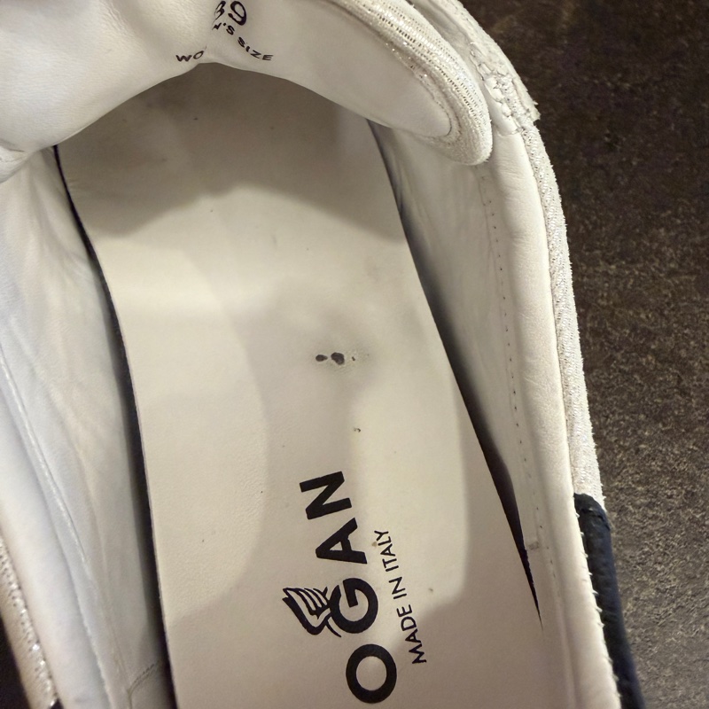 HOGAN經典白底黑logo厚底鞋-8