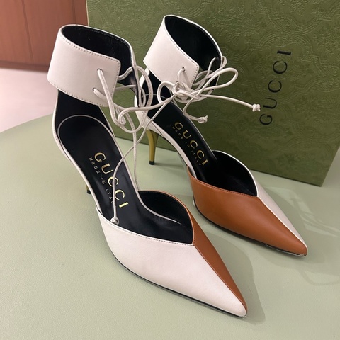 僅試穿 Gucci 尖頭拼色高跟鞋  36碼 有盒