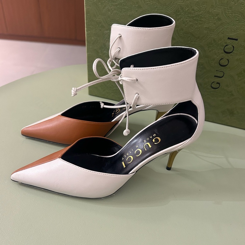 僅試穿 Gucci 尖頭拼色高跟鞋  36碼 有盒-1
