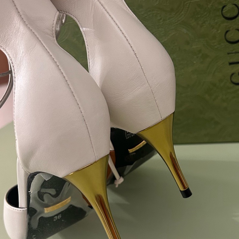 僅試穿 Gucci 尖頭拼色高跟鞋  36碼 有盒-4