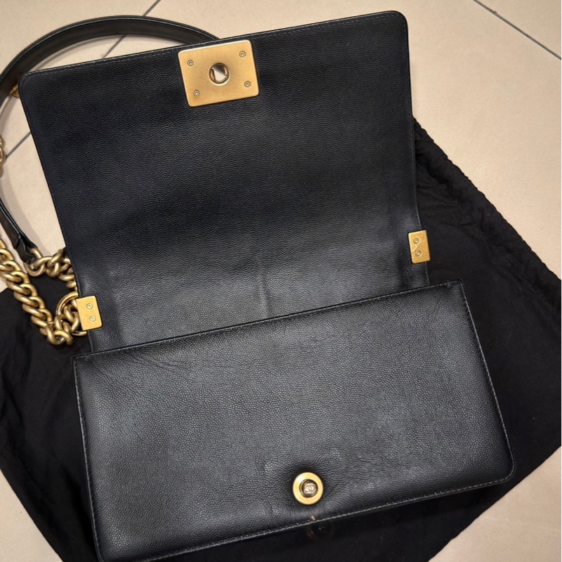 （可議價）CHANEL BOY25 黑金荔枝牛皮-10