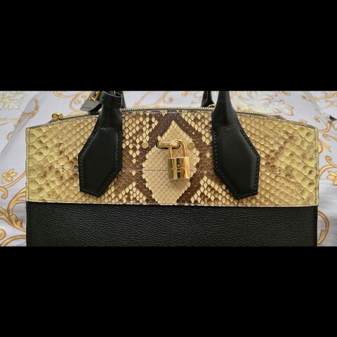 Louis Vuitton LV City Steamer 珍稀蟒蛇皮拼接手提包