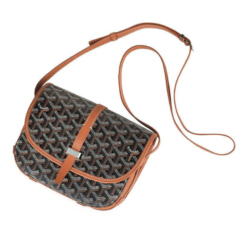 KÉSH 凱仕國際精品【GOYARD 熱門郵差包】Belvedere PM 黑棕斜背包|戈雅經典郵差包|Goyardine 帆布|法國製造|男女適用-0
