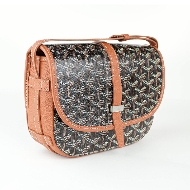 KÉSH 凱仕國際精品【GOYARD 熱門郵差包】Belvedere PM 黑棕斜背包|戈雅經典郵差包|Goyardine 帆布|法國製造|男女適用-3