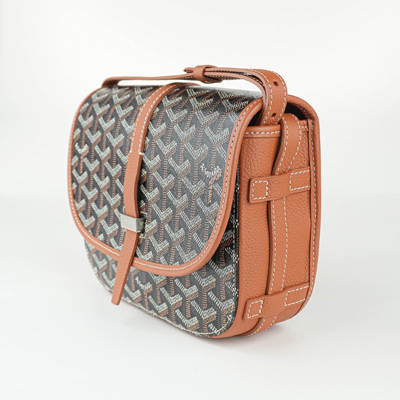 KÉSH 凱仕國際精品【GOYARD 熱門郵差包】Belvedere PM 黑棕斜背包|戈雅經典郵差包|Goyardine 帆布|法國製造|男女適用-6