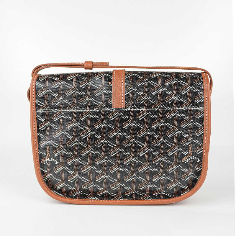 KÉSH 凱仕國際精品【GOYARD 熱門郵差包】Belvedere PM 黑棕斜背包|戈雅經典郵差包|Goyardine 帆布|法國製造|男女適用-7