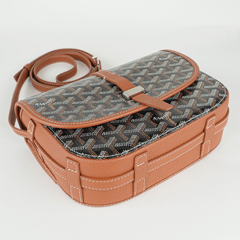 KÉSH 凱仕國際精品【GOYARD 熱門郵差包】Belvedere PM 黑棕斜背包|戈雅經典郵差包|Goyardine 帆布|法國製造|男女適用-9
