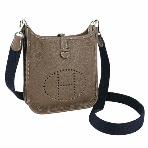 KÉSH 凱仕國際精品【愛馬仕熱門 Mini 包】HERMÈS Evelyne 16 TPM 大象灰斜背包｜Etoupe 銀釦｜Mini Evelyne｜Togo 牛皮｜Z刻 2021 年