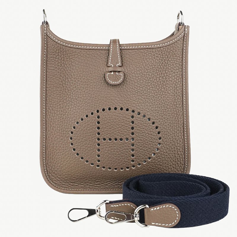 KÉSH 凱仕國際精品【愛馬仕熱門 Mini 包】HERMÈS Evelyne 16 TPM 大象灰斜背包｜Etoupe 銀釦｜Mini Evelyne｜Togo 牛皮｜Z刻 2021 年-1