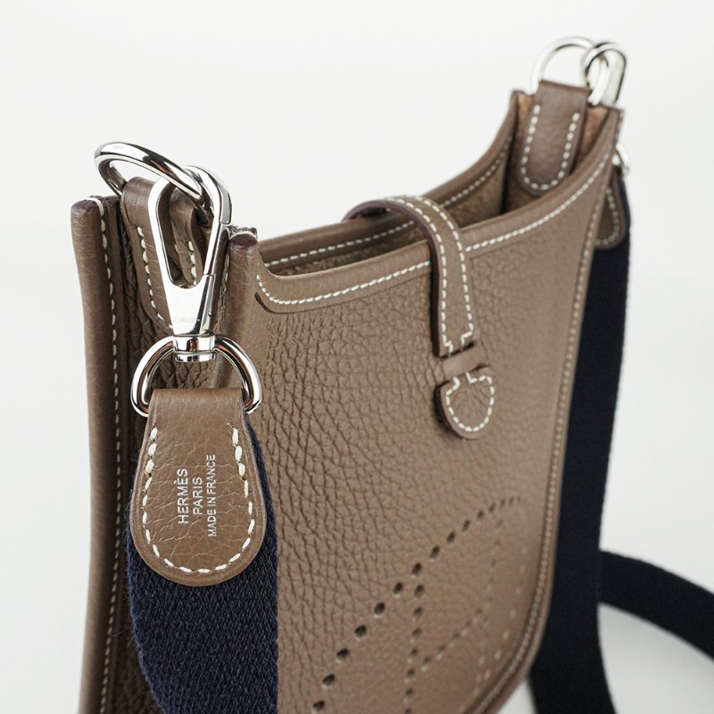 KÉSH 凱仕國際精品【愛馬仕熱門 Mini 包】HERMÈS Evelyne 16 TPM 大象灰斜背包｜Etoupe 銀釦｜Mini Evelyne｜Togo 牛皮｜Z刻 2021 年-2