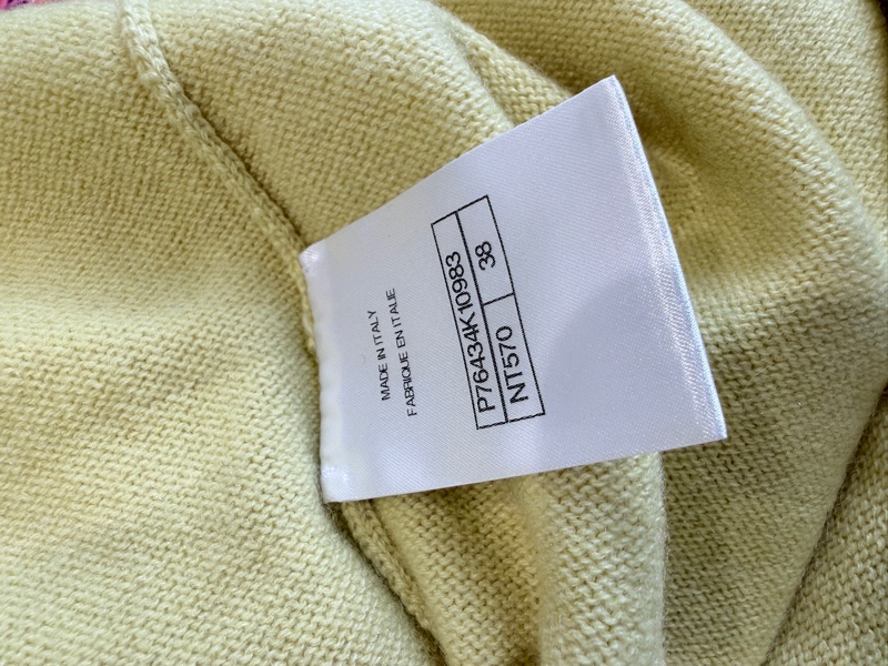 CHANEL✨24C黄色粉紫色亮片logo羊绒針織衫可當洋裝#38-8