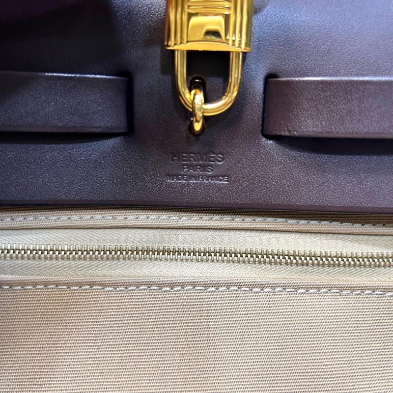 Hermes 愛馬仕 Herbag31 Trench Ebene 風衣灰 烏木色 金釦 帆布 手提包 肩背包-11