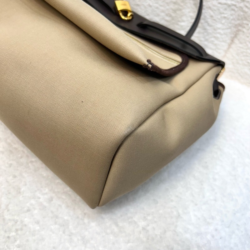 Hermes 愛馬仕 Herbag31 Trench Ebene 風衣灰 烏木色 金釦 帆布 手提包 肩背包-15