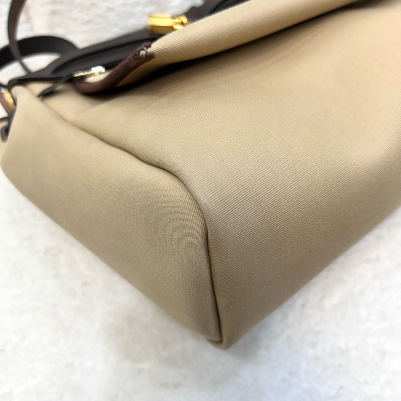 Hermes 愛馬仕 Herbag31 Trench Ebene 風衣灰 烏木色 金釦 帆布 手提包 肩背包-16