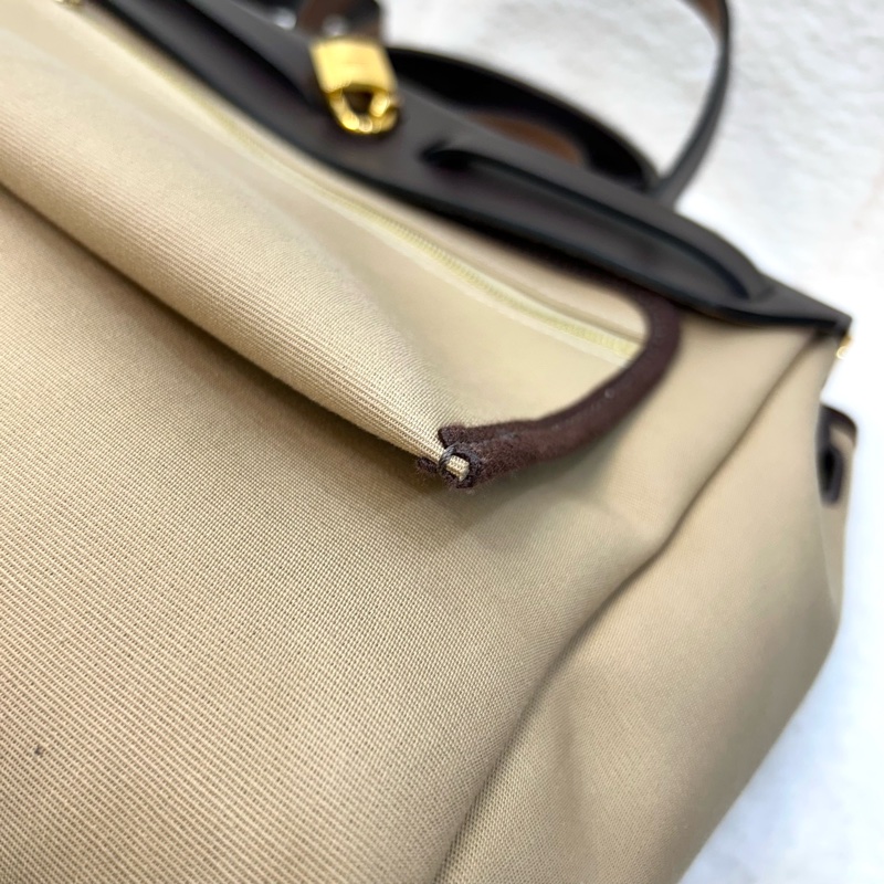 Hermes 愛馬仕 Herbag31 Trench Ebene 風衣灰 烏木色 金釦 帆布 手提包 肩背包-17
