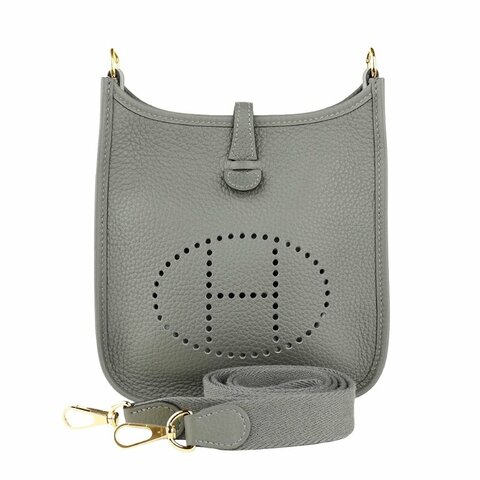 KÉSH 凱仕國際精品【愛馬仕熱門灰色系】HERMÈS Evelyne 16 TPM 雲灰金釦斜背包｜Gris Nuage｜Mini Evelyne｜Togo 牛皮｜U 刻 2022 年