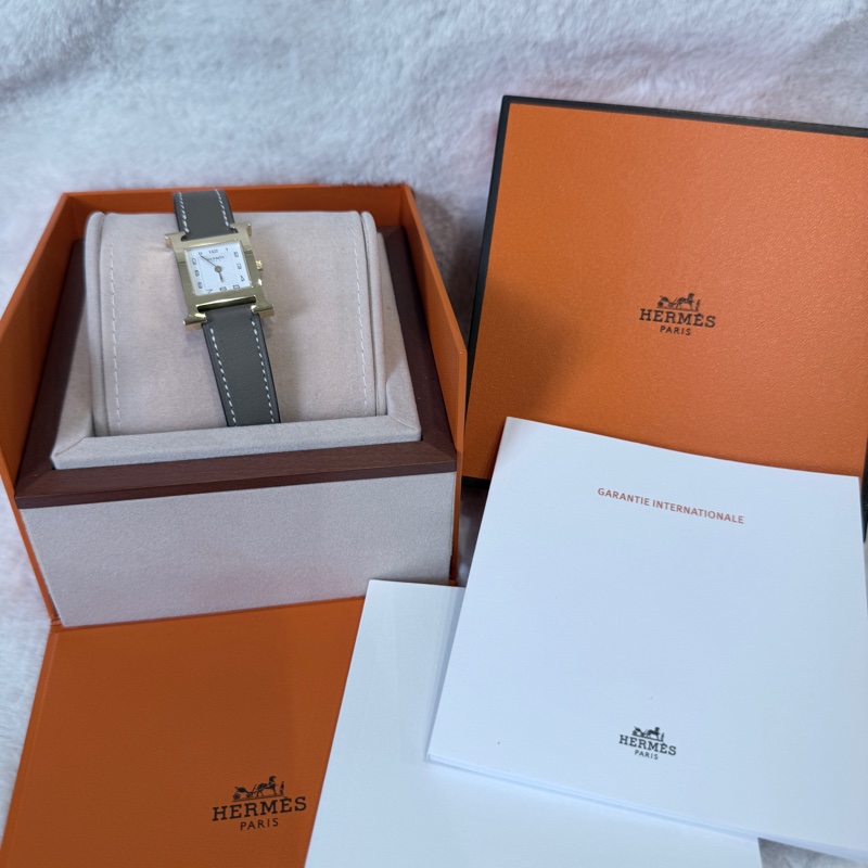 HERMES✨Heure H腕錶 HH1.201 W刻 大象灰 金-0