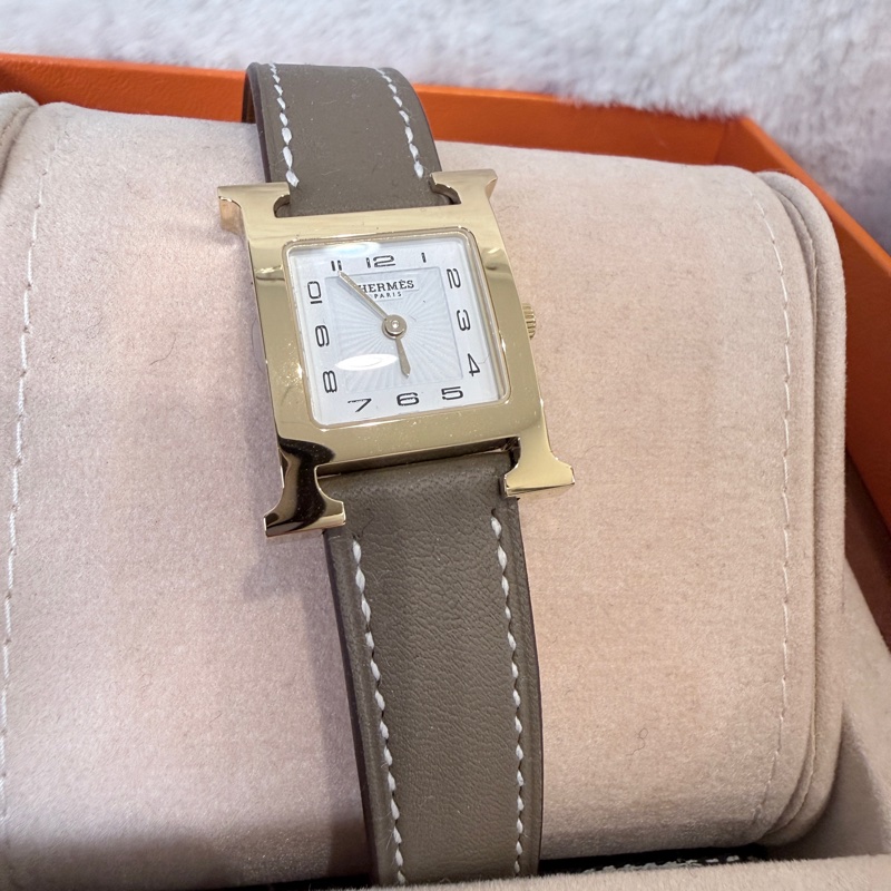 HERMES✨Heure H腕錶 HH1.201 W刻 大象灰 金-1