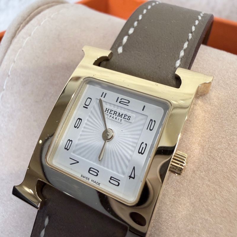 HERMES✨Heure H腕錶 HH1.201 W刻 大象灰 金-4