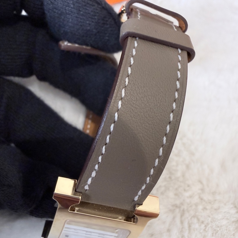 HERMES✨Heure H腕錶 HH1.201 W刻 大象灰 金-9