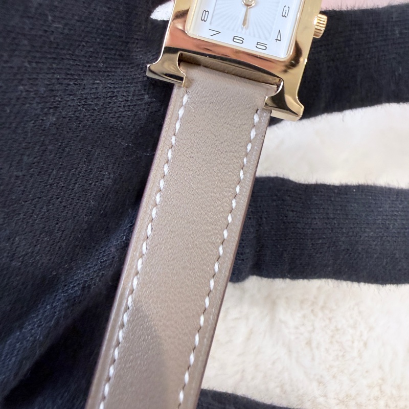 HERMES✨Heure H腕錶 HH1.201 W刻 大象灰 金-14