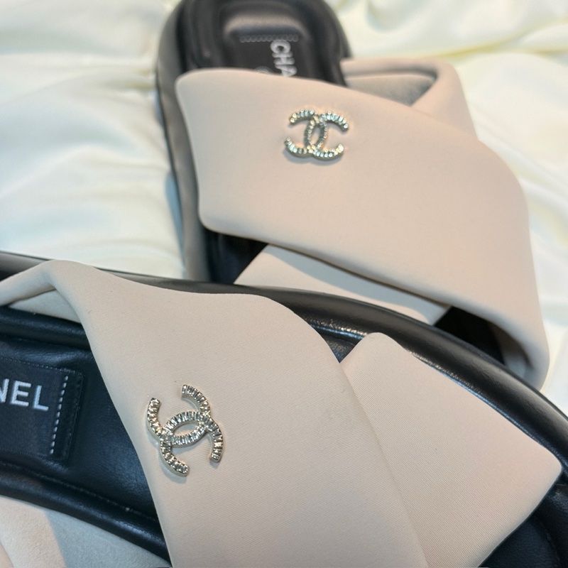 CHANEL/香奈兒 黑粉雙C金標麵包拖鞋 35碼  🈚附件-5
