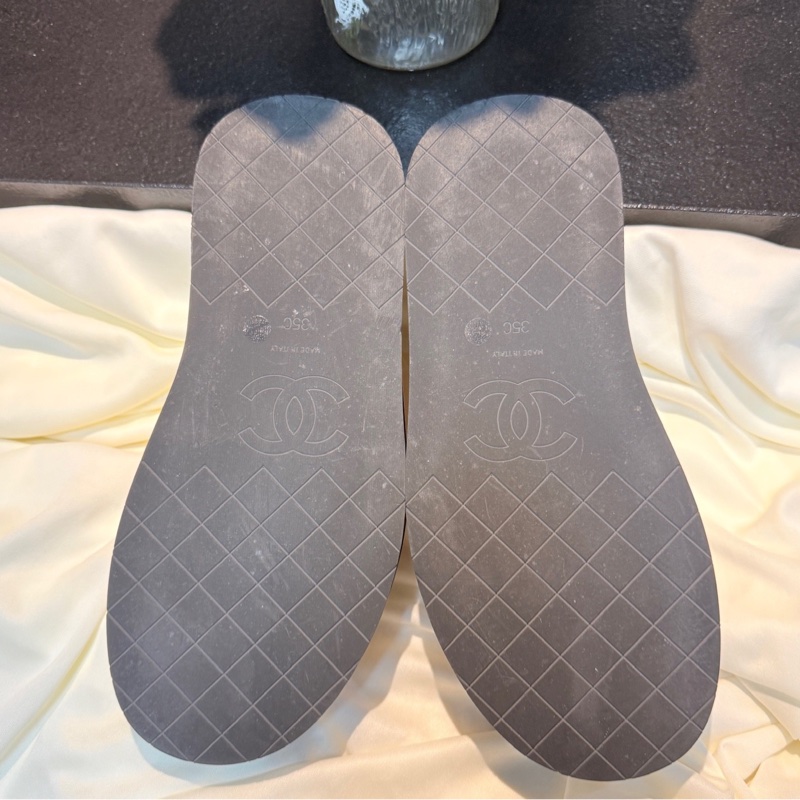 CHANEL/香奈兒 黑粉雙C金標麵包拖鞋 35碼  🈚附件-6