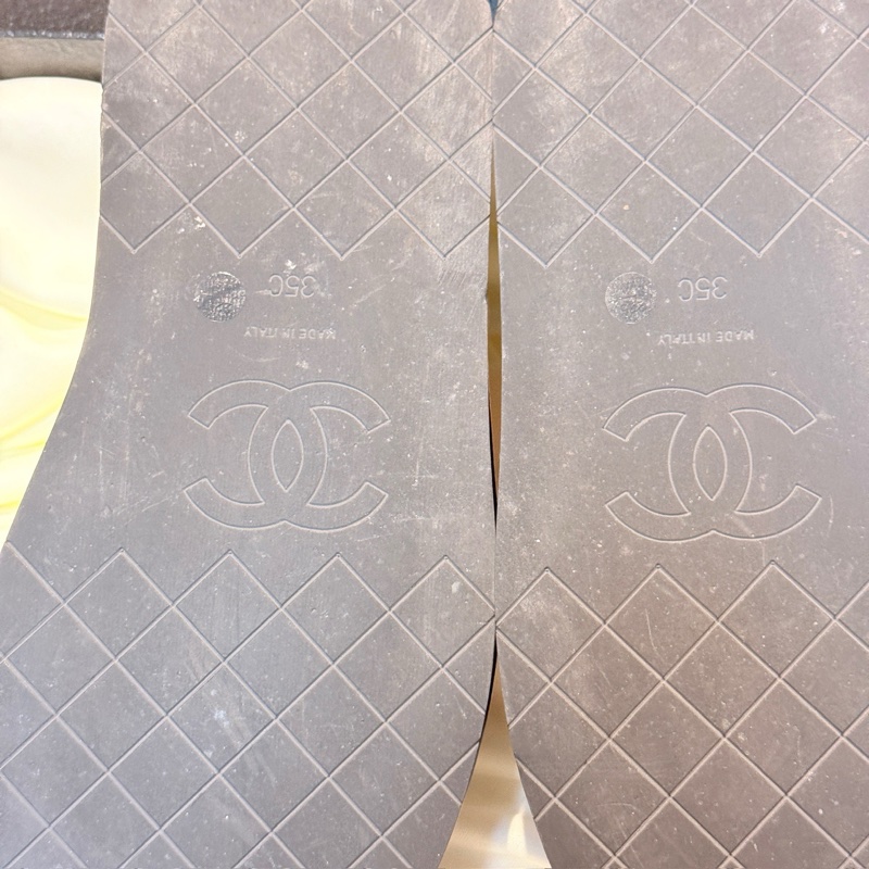 CHANEL/香奈兒 黑粉雙C金標麵包拖鞋 35碼  🈚附件-7