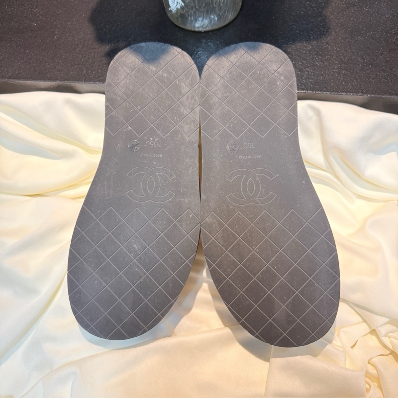 CHANEL/香奈兒 黑粉雙C金標麵包拖鞋 35碼  🈚附件-8