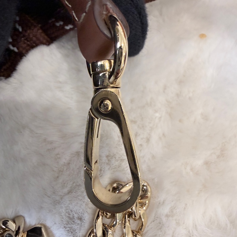 MIU MIU✨棕色皮革金屬鏈條掛繩手機鏈條 包包吊飾-6