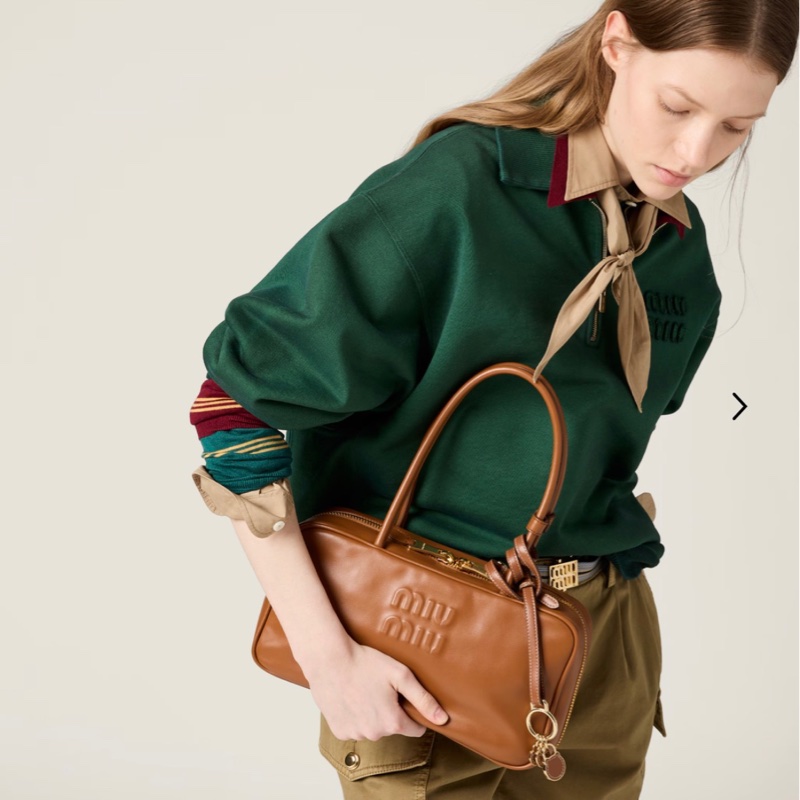 近全新✨MIU MIU✨5BB172 Beau 皮革手提包學院風肩背包 櫃上115000-2