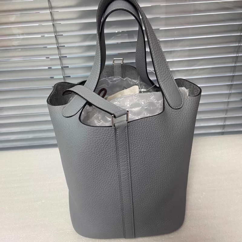 Hermes Picotin 菜籃子22 TC皮木偶灰銀扣K刻 吊牌齊全-1