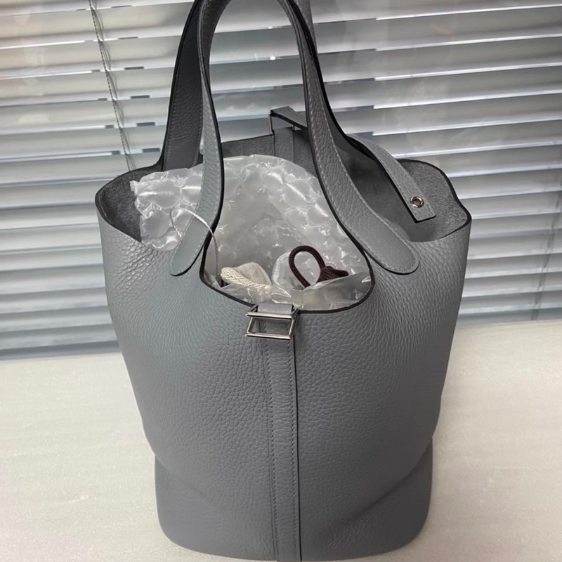 Hermes Picotin 菜籃子22 TC皮木偶灰銀扣K刻 吊牌齊全-4