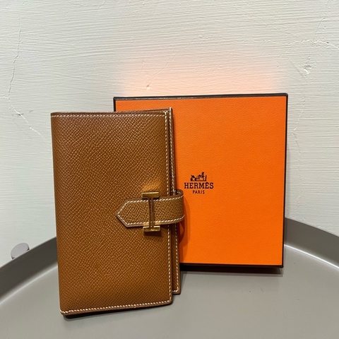 Hermès bearn compact wallet 金棕金扣短夾