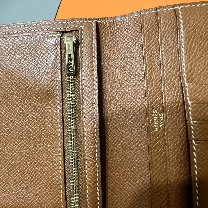 Hermès bearn compact wallet 金棕金扣短夾-4