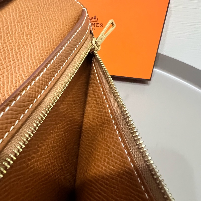 Hermès bearn compact wallet 金棕金扣短夾-5