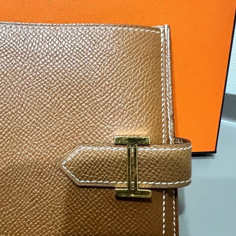 Hermès bearn compact wallet 金棕金扣短夾-7