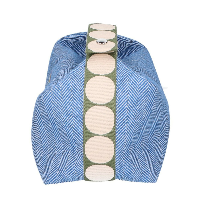 HERMES 26SS H104363M 02 印花 V 形袋 Bride à Block Animaux 手提包 藍色 Gitanes 女式-1